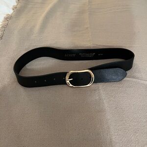 J. Crew Black Belt with Gold Buckle
